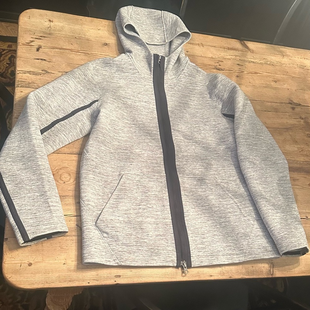 Lululemon Stratum Hoodie Mens Large Heathered Space dyed Gray Full Zip Jacket